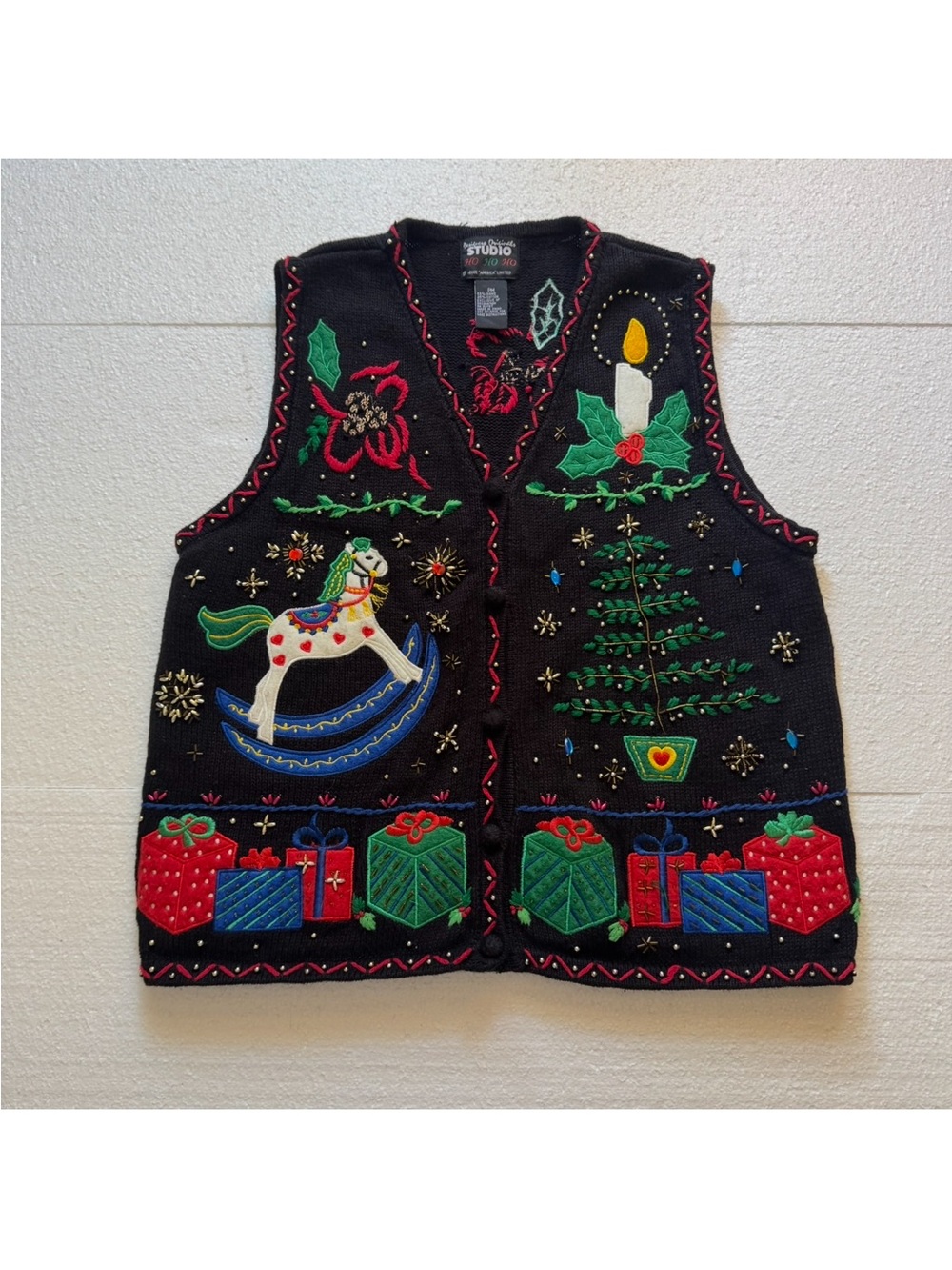 Vintage Designer's Originals Studio Christmas Sweater Vest Women's Medium